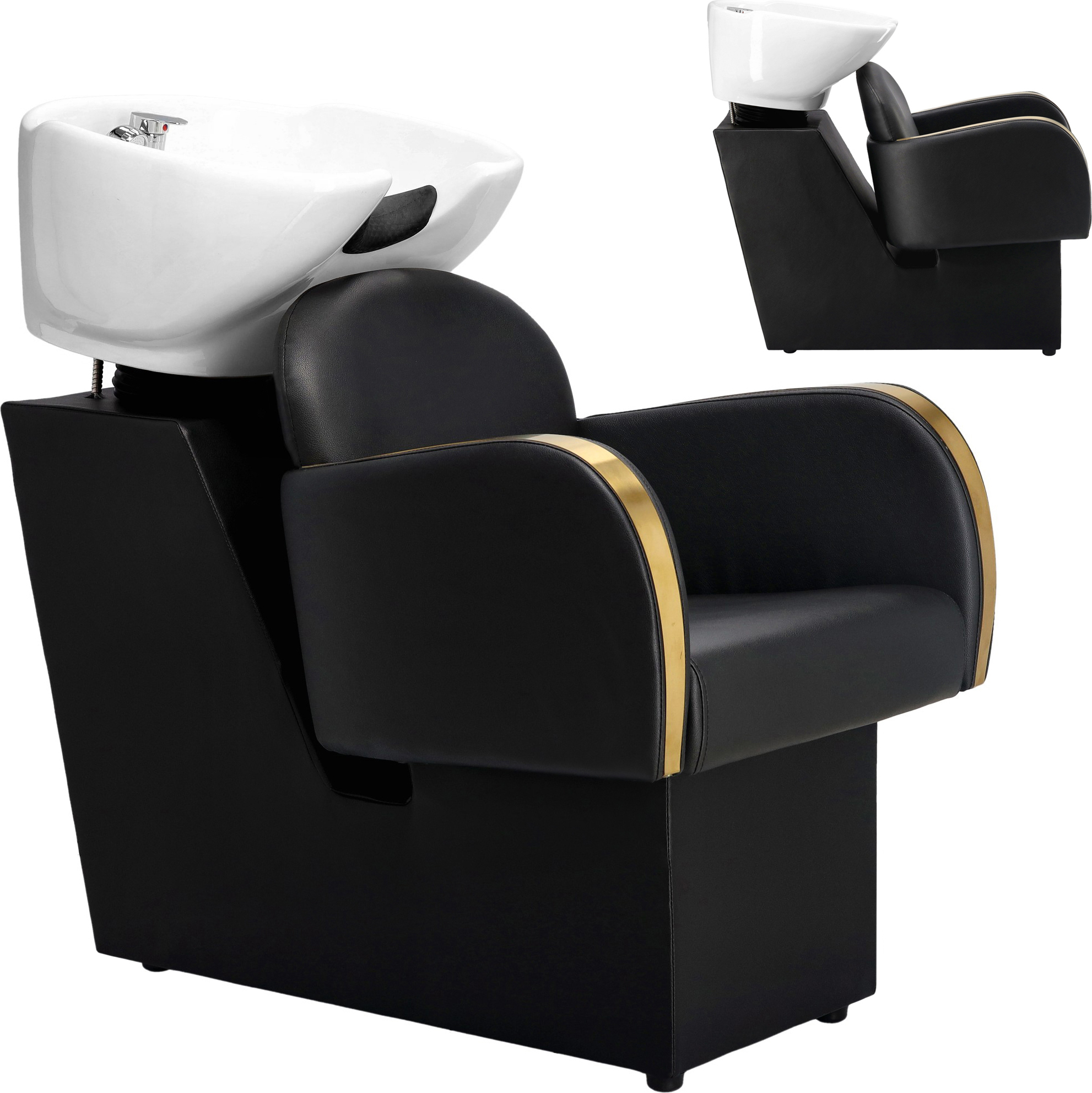 Zane Friseur- & Barberwaschbecken mit beweglichem Keramikbecken, inkl. Armatur, Mischbatterie und Handbrause für Friseursalons & Barbershops