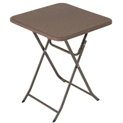 COSTWAY Gartentisch in Rattanoptik, Klapptisch, kleiner Esstisch, klappbarer Balkontisch, HDPE