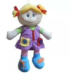Textil-Lernpuppe (Schnürsenkel, Reißverschluss, Knopf) – 50 cm