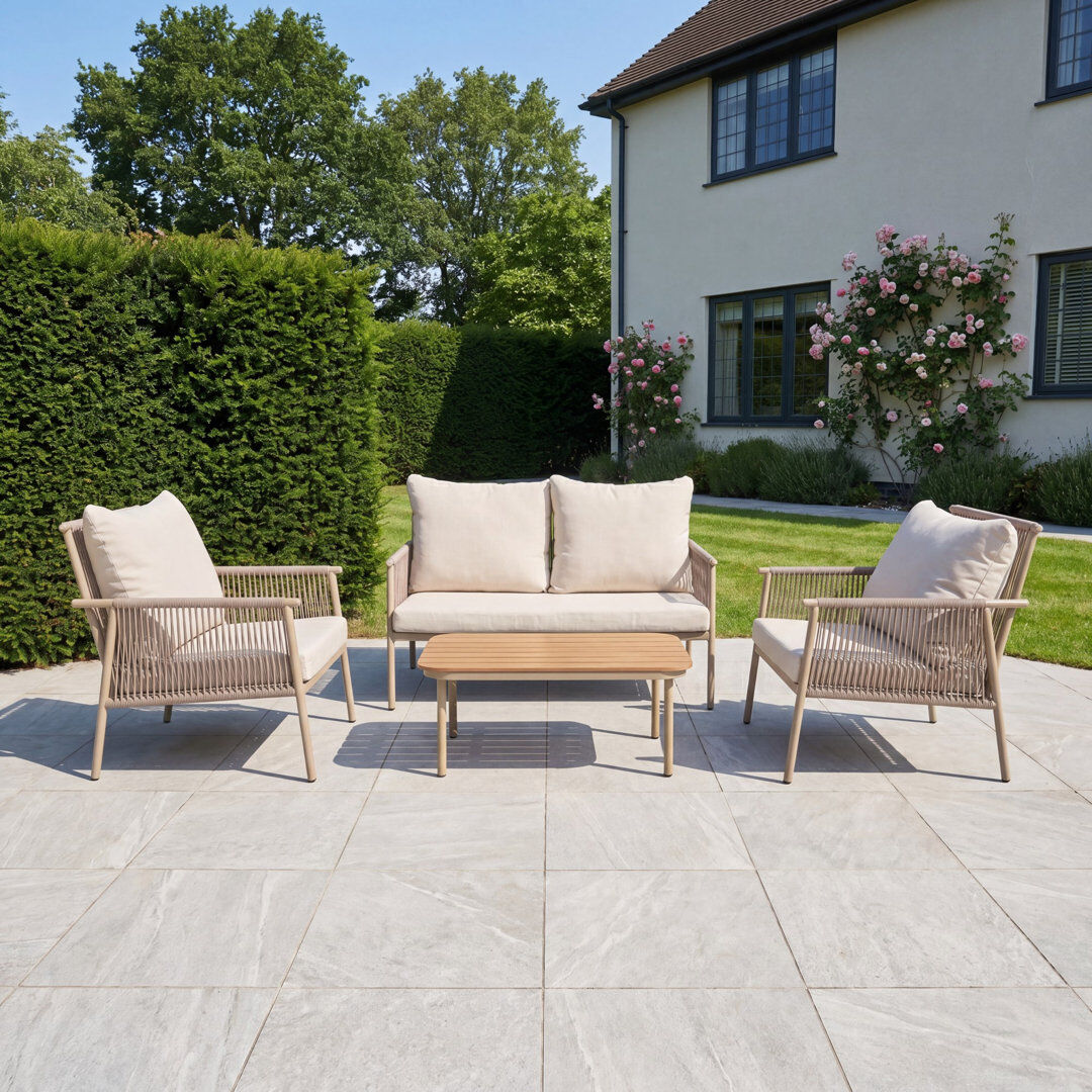 Brayden Studio Verano Outdoor Rope Conversation Set Beige 4