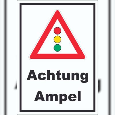 HB-Druck Aufkleber Achtung Ampel A2 (420x594mm)