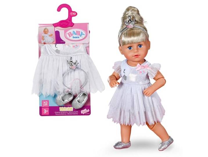 BABY born Ballerina-Outfit für 43 cm Puppen Body, Tüllrock, Haarreif mit Krone, Schuhe