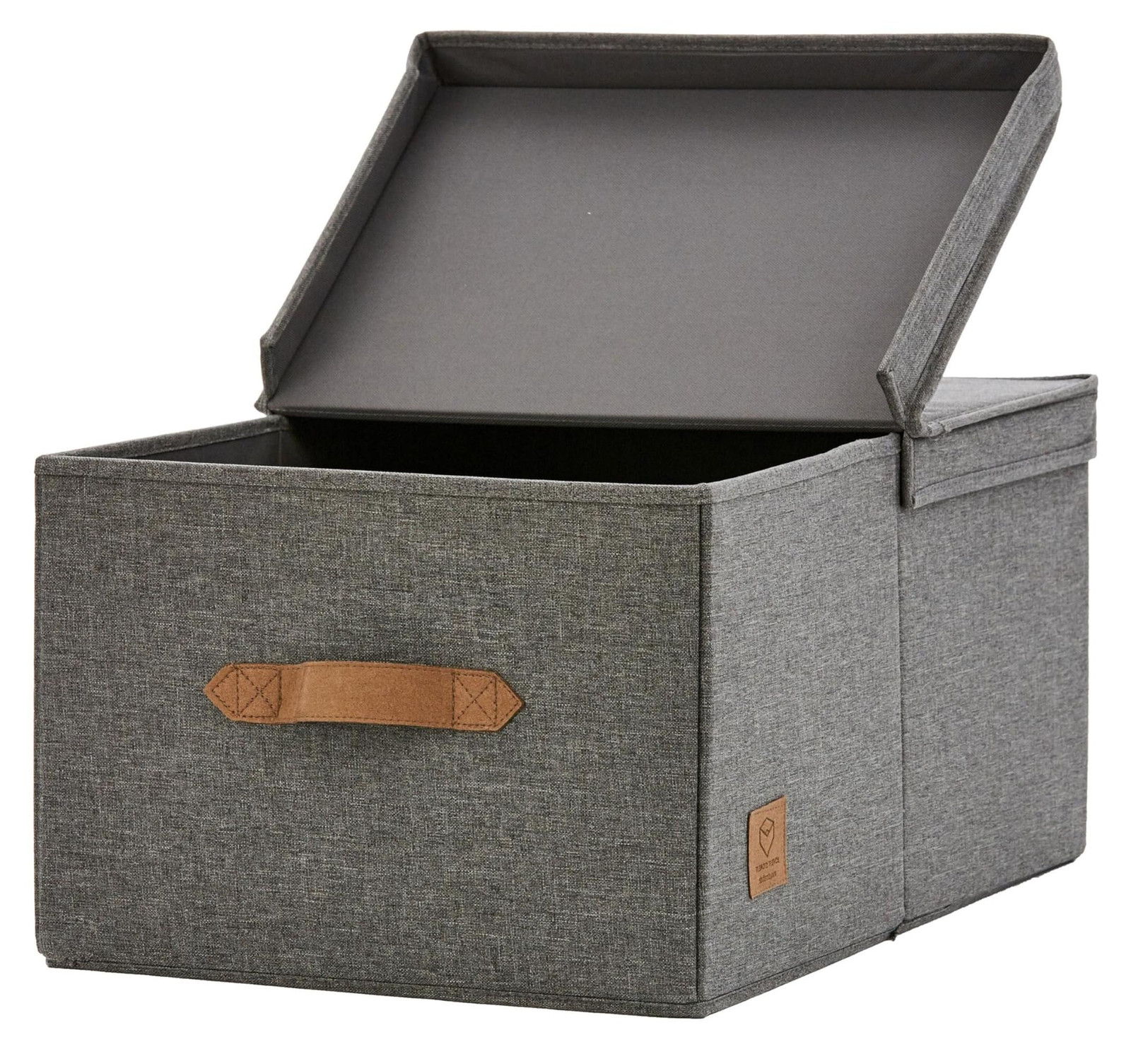 LOVE IT STORE IT Opbergbox met deksel en handvatten, linnen en hout, grijs, B: 50 cm, D: 33 cm, H: 24 cm