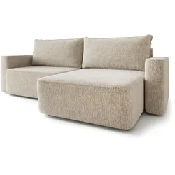 ECKSOFA BELISE BL Creme Chenille mit Schlaffunktion