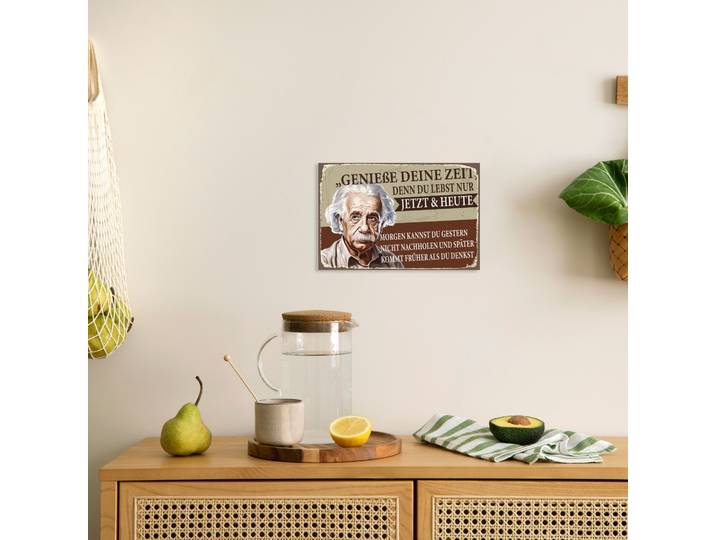 Alu-Dibond-Druck QUEENCE A. Einstein , braun (farbe bild(er): braun), B:30cm H:20cm T:0,2cm, Alu Dibond, Bilder, Alu-Dibond-Druck, Einstein, Sprüche und Texte, Schild
