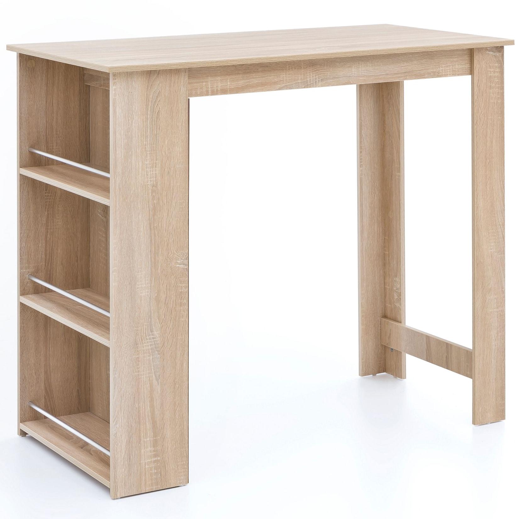 KADIMA DESIGN Küchentresen GANDER: Edelstahl, 3 Fächer, große Ablage, 120x107,5x60 cm, Melaminharzbeschichtung, maximale Belastung 40 kg.