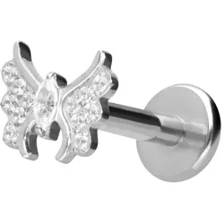 Titan Labret mit Innengewinde KRISTALLSCHMETTERLING