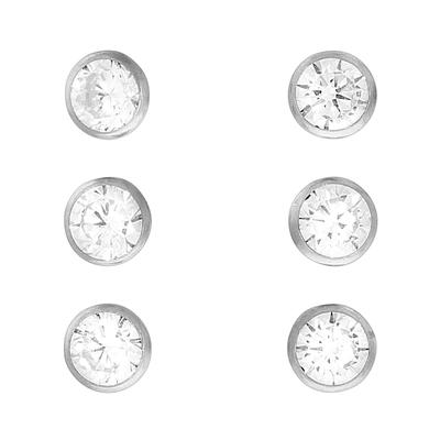 Paar Ohrstecker VIVANCE "925 Silber Set 3 Paar 4mm", weiß (weiß, weiß), Ohrringe, Damen, one-size, Silber 925 (Sterlingsilber), Ohrstecker