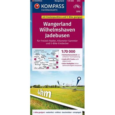 KOMPASS Fahrradkarte 3312 Wangerland, Wilhelmshaven, Jadebusen mit Knotenpunkten 1:70.000, Sonstige von , KOMPASS Freytag & Berndt, 978-3-99154-200-1