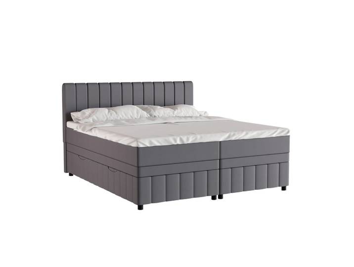 Homesy Boxbett Avalon 180 x 200 cm mit Bettkasten und Topper - Dunkelgrau, Holz, Mode, Schlafzimmer, Betten, Boxspringbetten