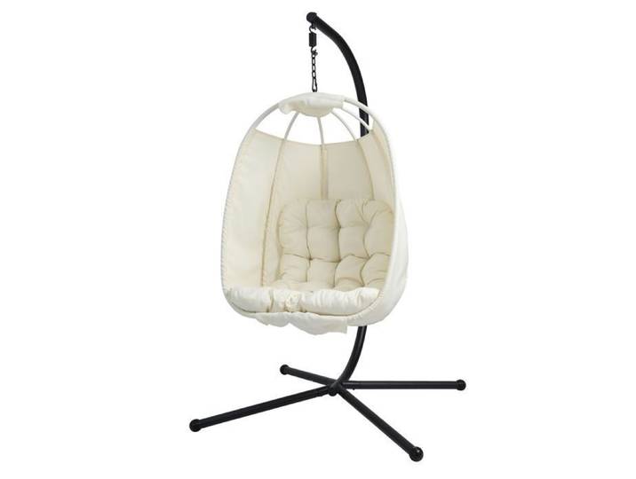 SVITA NELLY Chaise suspendue avec support pliable Chaise suspendue Siège suspendu Panier suspendu beige