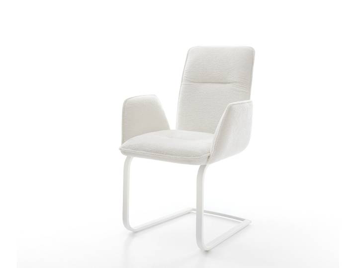 Cantilever Vinja Flex bouclé doux beige pied cantilever plat blanc