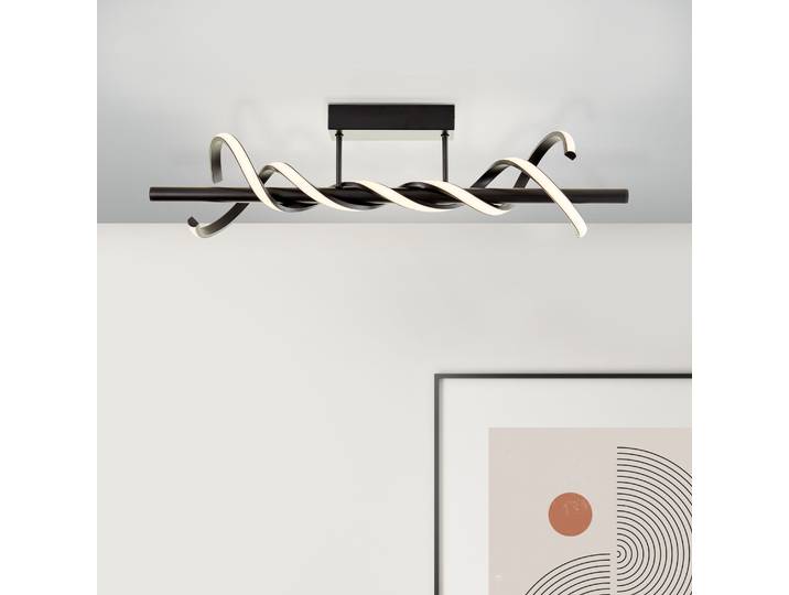 BRILLIANT schwarze LED Deckenlampe AMALIE Deckenleuchte mit warmweißer Lichtfarbe und Memoryfunktion in 3 Stufen über Wandschalter dimmbar 76 cm Breite 12 W 2100 Lumen 3000K Metall/Kunststoff