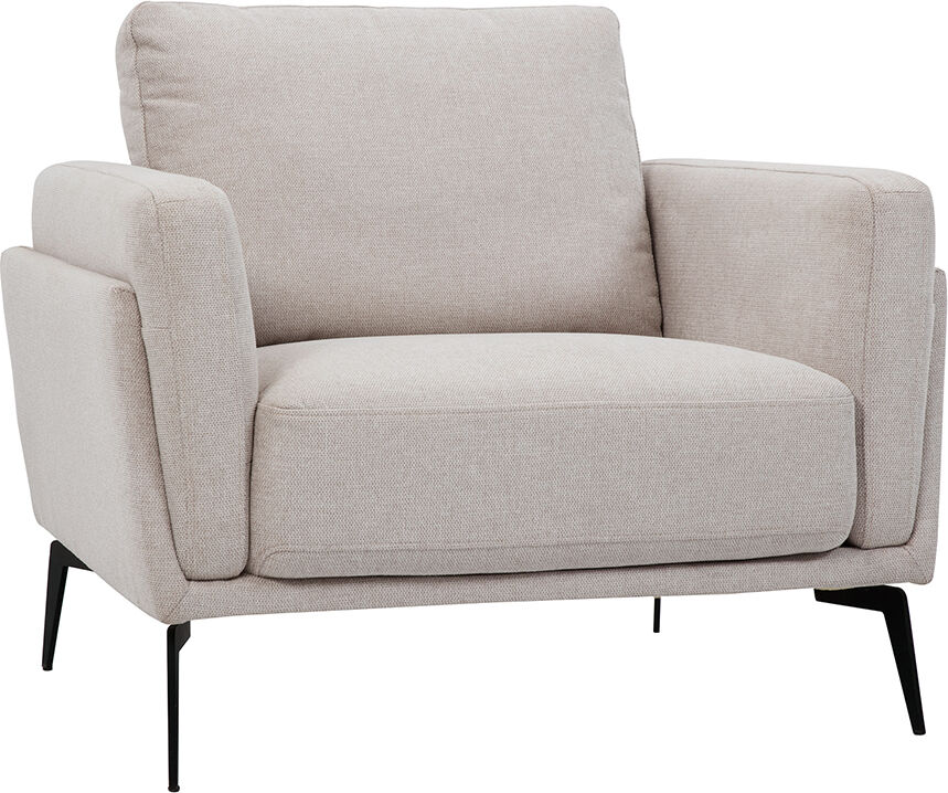 Miliboo Design-Sessel im beigen Samtdesign mit schwarzem Metallfuß MOSCO