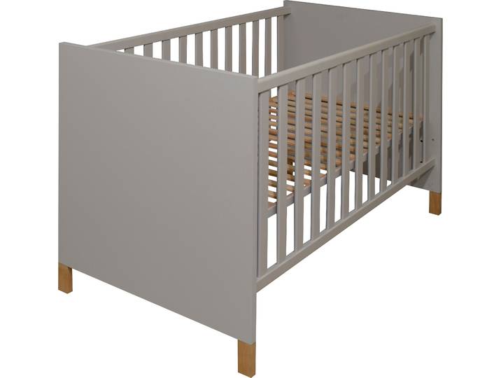 Babybett MÄUSBACHER, grau (kreidegrau), B:76cm H:93cm T:144cm, Holzwerkstoff, Babybetten, Babybett, Holzfüsse, Holzgriffe