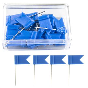 Alco Markierungsfahnen 715, blau, Fahne 17x10 mm, für Landkarte & Pinnwand 20 Stück