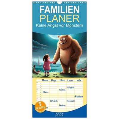 Familienplaner 2027 - Keine Angst vor Monstern mit 5 Spalten (Wandkalender, 21 x 45 cm) CALVENDO