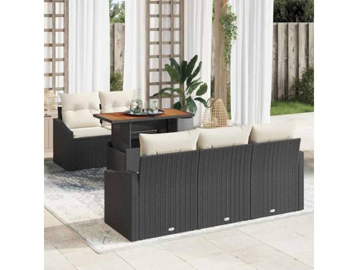KTHLBRH Modulares Poly-Rattan Garten-Esszimmer-Set mit Kissen, Ergonomische Gartenmöbelgruppe mit Stauraum und Wetterfeste Outdoor-Esstischgruppe
