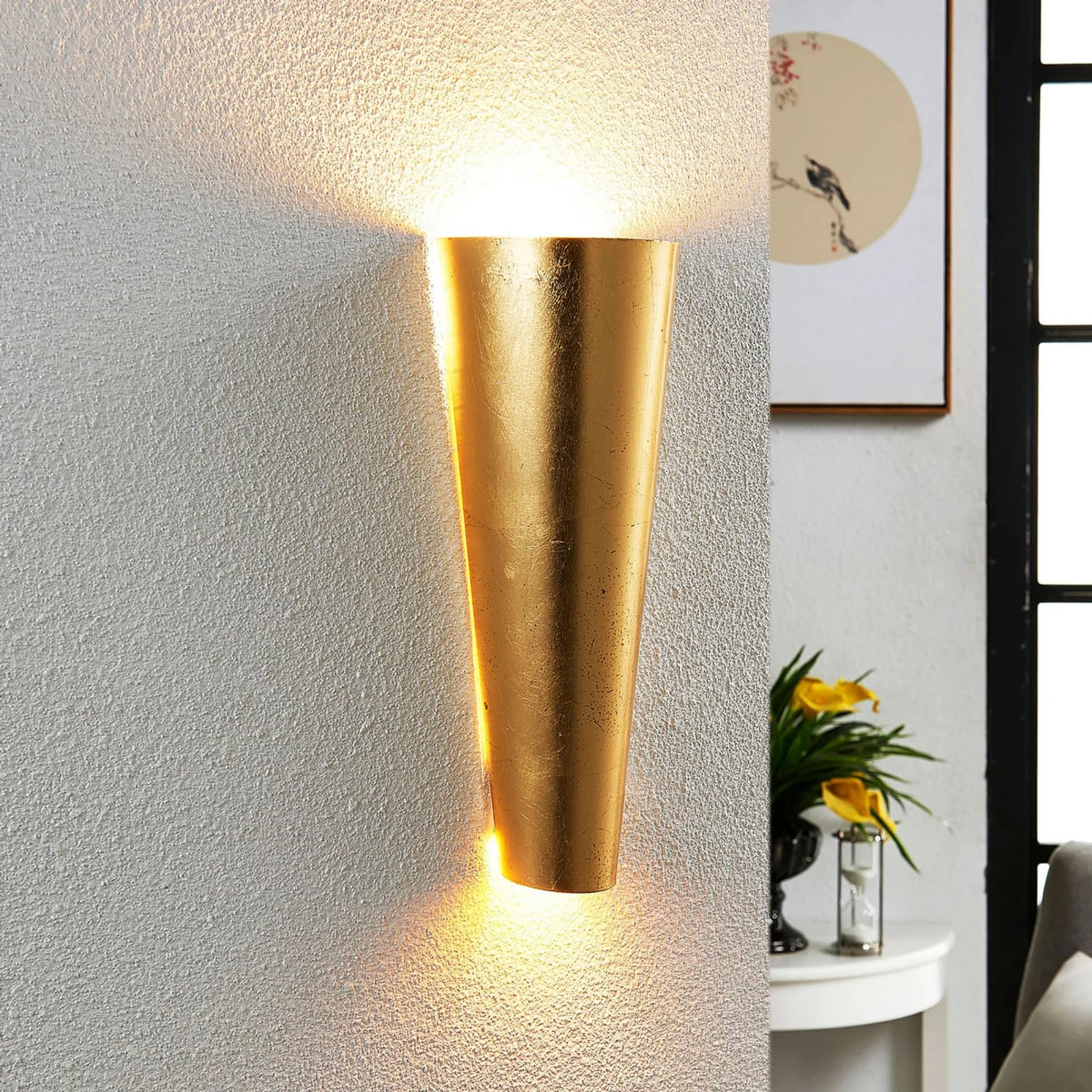 Lindby Conan Wandlamp Gold/Messing - Moderne Metalen Up-and-Down Wandlamp met LED-effect