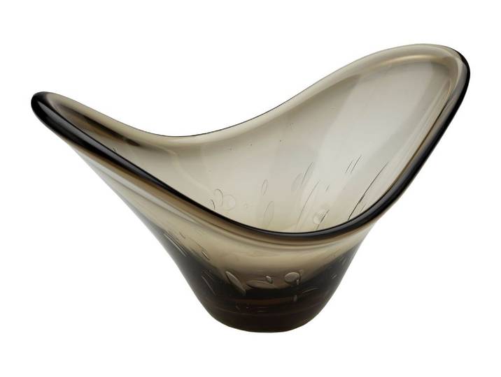 Tablett Dale aus schwarzem Rauchglas mit geschwungener Form, Dutchbone