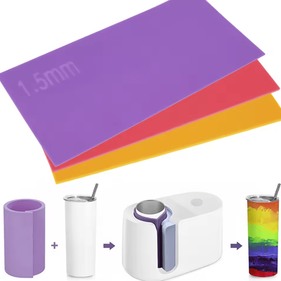 Inspire Curations 3 Piece Silicone Sublimation Tumbler Wrap Set Heat Press Mug Wraps For 12oz, 16oz & 20oz Tumblers orange Red Purple