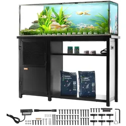 VEVOR Aquariumständer, 75 Gallonen Fischtankständer, 132 x 50 x 82 cm Schildkrötentankständer aus Stahl und MDF, 284 kg Tragkraft, Reptilientankständer mit Lagerschrank & Integriertem Netzteil