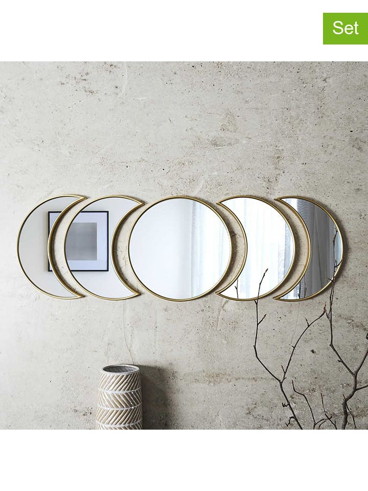 Ethnical Life 5er-Set: Wandspiegel in Gold - onesize