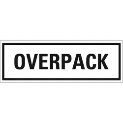 Aufkleber, Verpackungskennzeichen OVERPACK, Haftpapier, permanent, 147x50mm, 500/Rolle