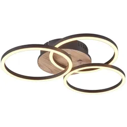 Reality, Deckenleuchte, Circle LED Deckenleuchte 27W dimmbar Holznachbildung CCT einstellbare Lichtfarbe Nachtlicht (3200 lm)