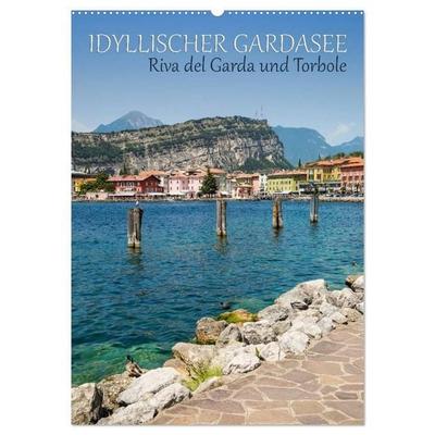 IDYLLISCHER GARDASEE Riva del Garda und Torbole (Wandkalender 2027 DIN A2 hoch), CALVENDO Monatskalender