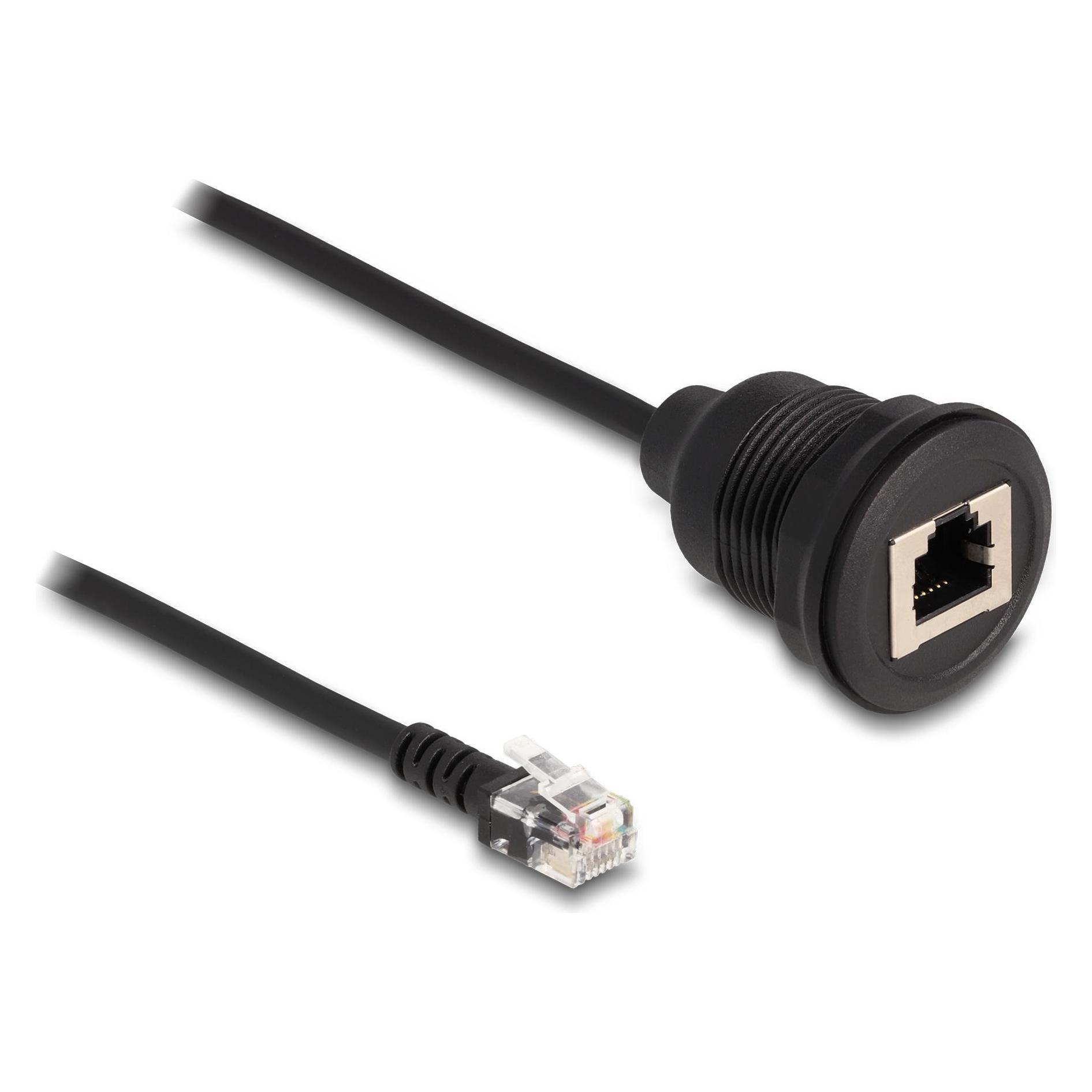 Delock Kabel RJ12 Stecker zu RJ12 Buchse zum Einbau 30 cm sc (87955)