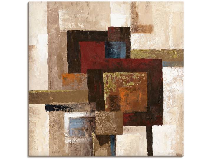 Leinwandbild ARTLAND Karos Abstrakt II , beige (farbe bild(er): naturfarben), B:40cm H:40cm, Bilder, Leinwandbild, auf Holzrahmen gespannt