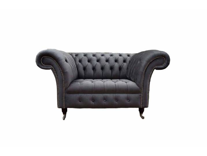 Xlmoebel Chesterfield-Sofa Grauer Chesterfield-Stoff-Sessel mit eleganter Steppung, Sofa, Hergestellt in Europa