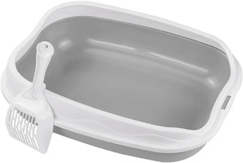 Inspire Picks Large Semi Enclosed Cat Litter Box With High Sided Splash Guard grey
