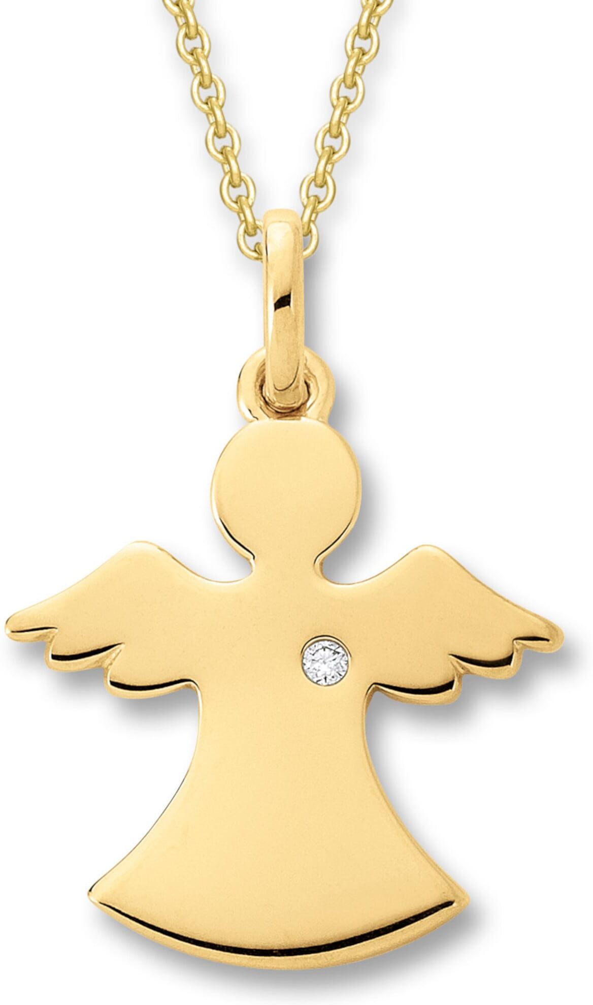 Kette mit Anhänger ONE ELEMENT "0.01 ct Diamant Brillant Engel Anhänger aus 585 Gelbgold", gold, Halsketten, Kinder, 0,01, Diamanten Gelbgold 585 Gold, Diamanten, Gelbgold 585, Gold, Stilvoll zurückhaltend – Diamantakzente mit ruhiger Eleganz
