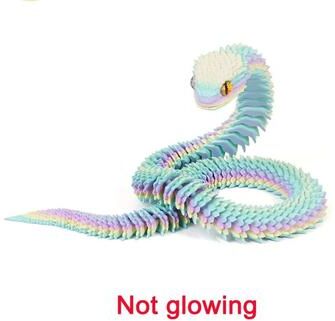 Useful Little Things 3D Printed Luminous Movable Joint Snake Figurine (12 In 30 Cm) Glow In The Dark Articulated Simulation Snake & Deskt c 12in