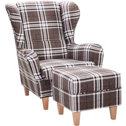 Supellex Sofia Ohrensessel mit Hocker   Design Oxford