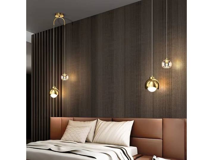 Nordique minimaliste longue ligne salon décor à la maison moderne Simple cristal suspension de luxe chambre chevet suspension lampe
