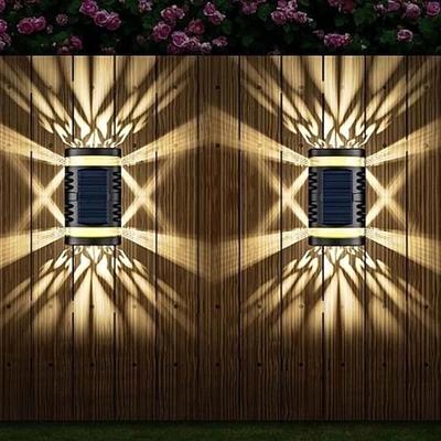 LED Außenwandleuchte Solarlampen 2 stücke außenwandleuchte led solarleuchten ip65 wasserdicht garten balkon beleuchtung solar zaun lampe hof terrasse dekoration licht