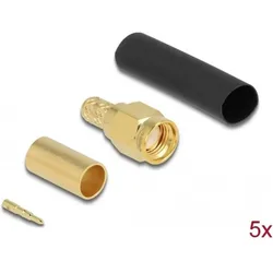 Delock SMA Stecker zum Crimpen LMR200 mit passendem Schrumpfschlauch, Antennenkabel