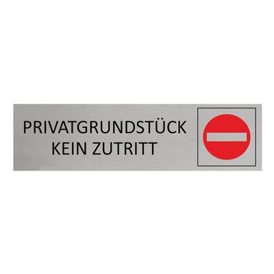 CombiCraft Aluminium Türschild Privatgrundstück - Kein Zutritt 165x45mm mit 3M-Tape
