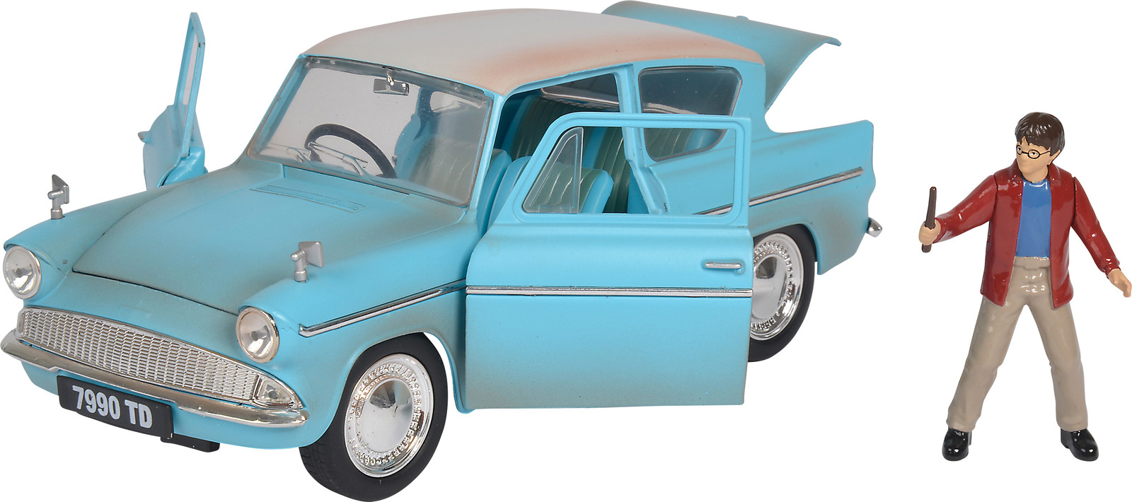 Dickie Toys Harry Potter Ford Anglia 1959 schaal 1:24 metalen speelgoedauto met open deuren en Harry Potter figuur