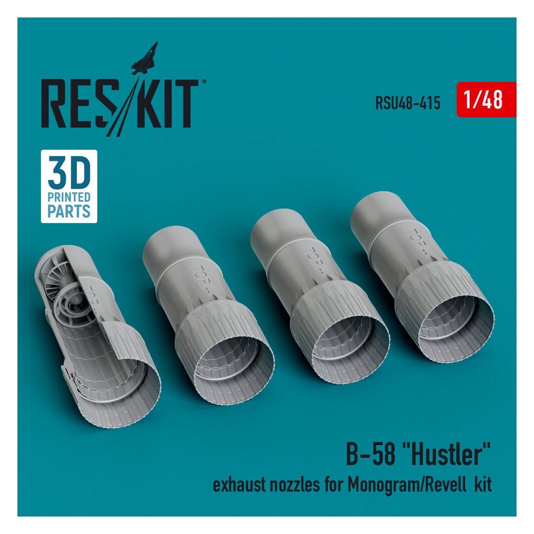 ResKit B-58 Hustler exhaust nozzles for Monogram/Revell kit (3D Printed) (RSU48-0415)