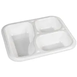Thermo (ISO)-Siegelschale aus Polystyrol-Schaum (XPS), laminiert, weiß, 3-teilig, 3-1025 / 607, 500 Stück