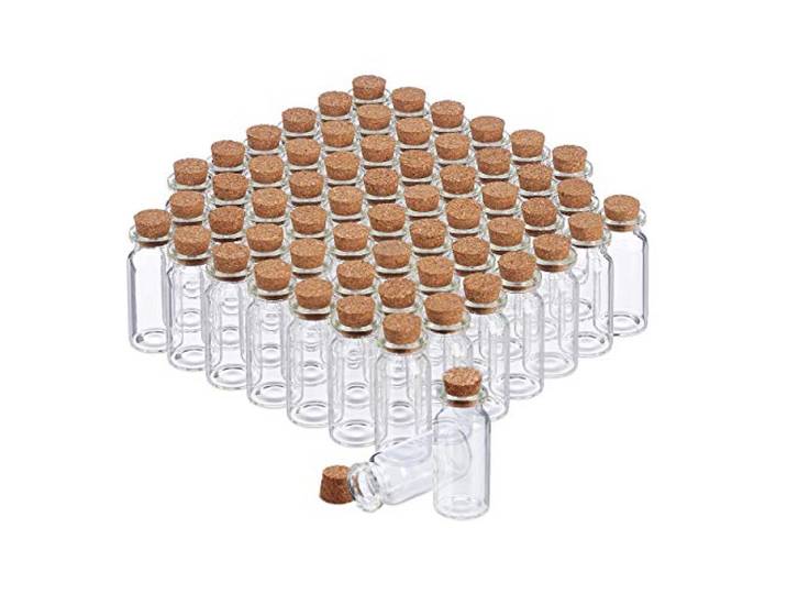 Flacons en verre avec bouchon de liège\, lot de 120\, mini-bouteilles pour huile\, épices\, herbes\, sable\, 10 ml