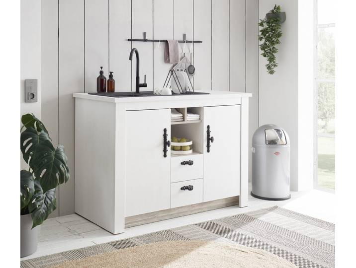 Beauty.Scouts Sideboard Kiruna Anderson white Pine Oslo Pine 129x92x60cm Spülenschrank