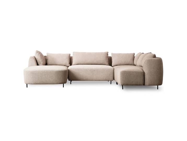 Modulares Ecksofa Lanomi U-förmig, rechtsseitig, beige Bouclé