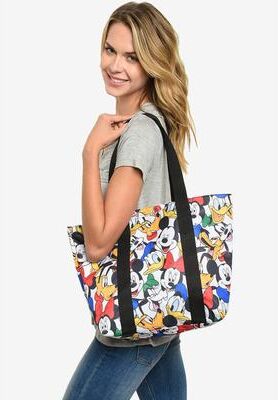 Women's Disney Mickey Mouse Zippered Tote Bag Beach Bag by Disney in White