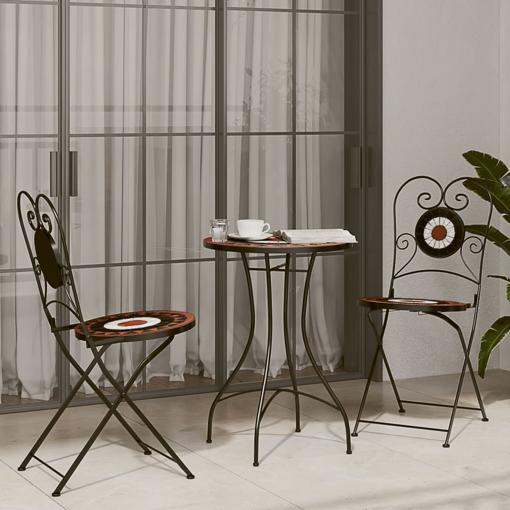 vidaXL Chaises pliantes, lot de 2, en céramique terracotta et noir