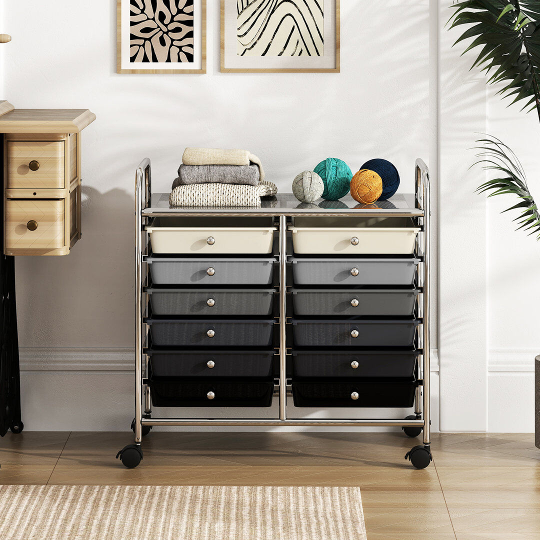 Rebrilliant 12 Drawer Storage Drawer Black/Gray/White 63cm H X 63cm W X 37cm D